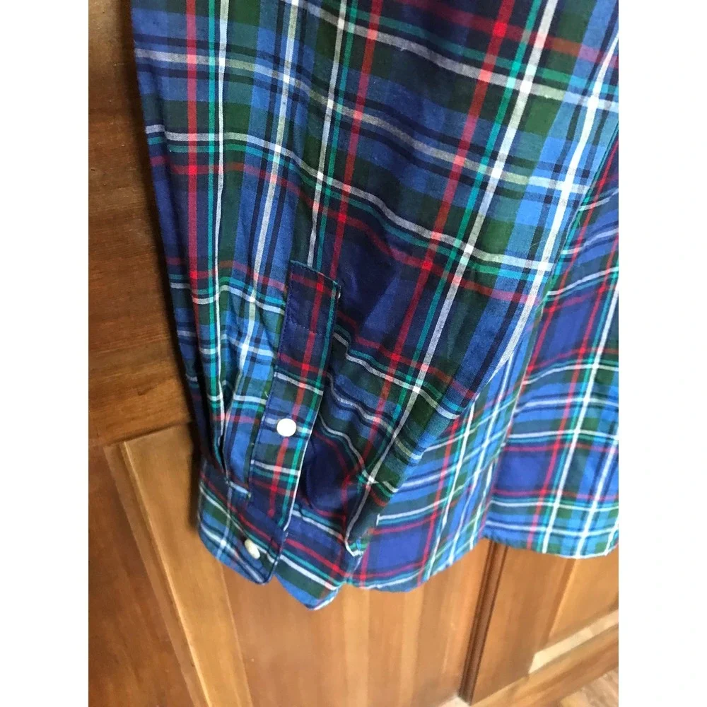 Chaps Mens Easy Care Blue‎ Green Red Plaid Long Sleeve Button Down Shirt NEW L